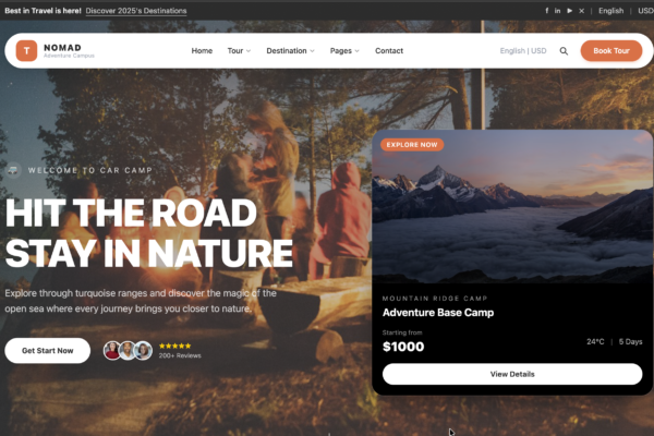 Free accessible tourism website theme