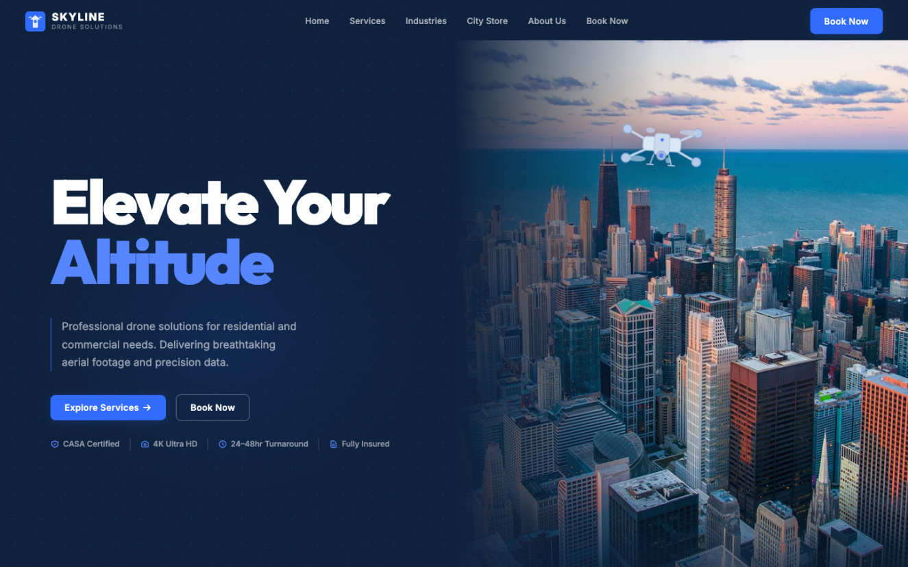 Skyline Drones home screen