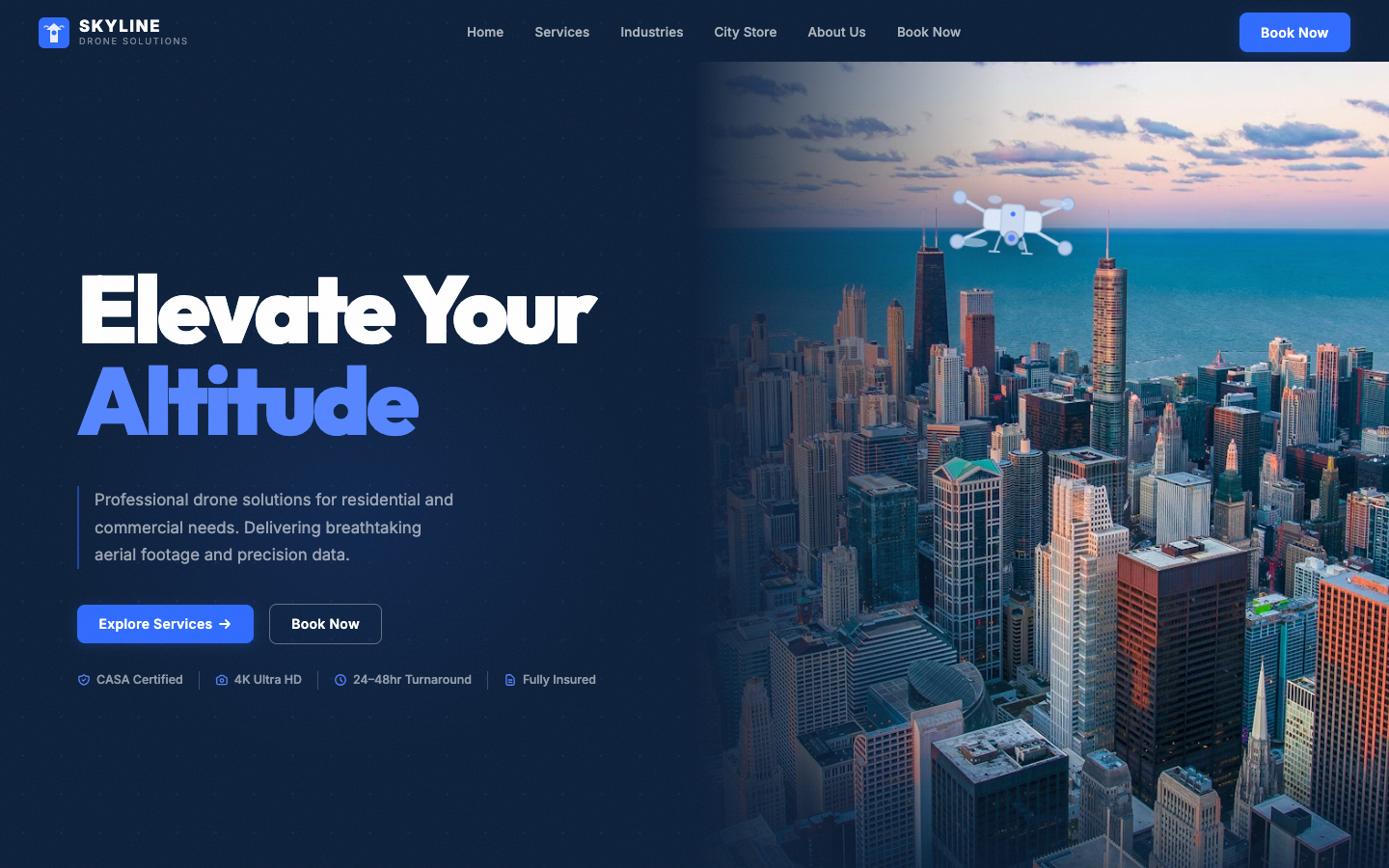 Skyline Drones home screen